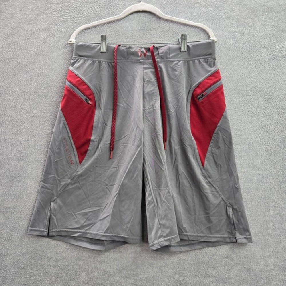Hylete Men Shorts‎ Medium Gray Nylon Blend Spandex Athletic 13" Inseam